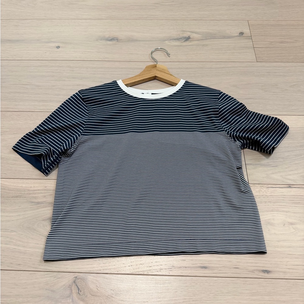 [Lululemon Athletica] Navy and White Striped Top